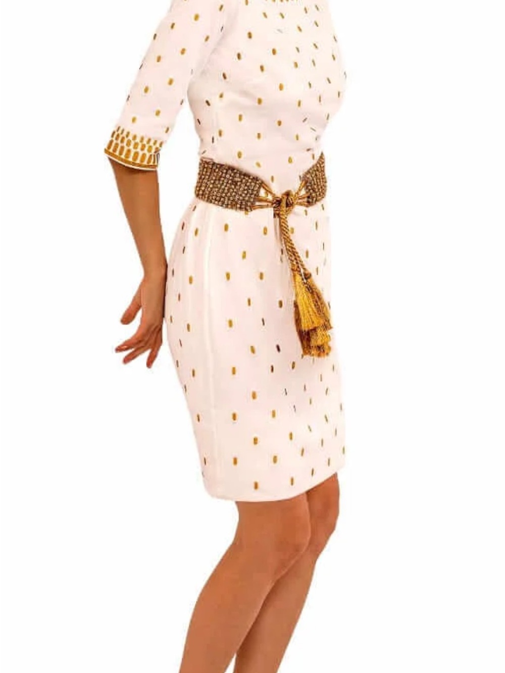 Gretchen Scott Rocket Girl white with gold embroidered Trim M like new - Picture 3 of 14